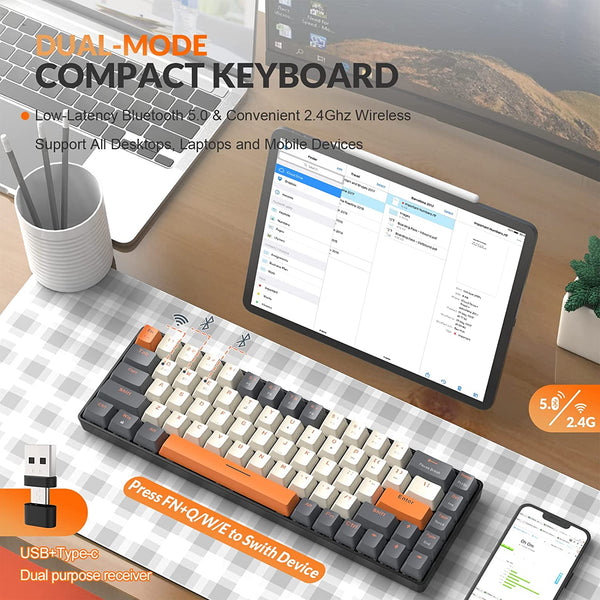 Wireless Mechanical Keyboard: Hot-Swappable, Multi-Device Connectivity!