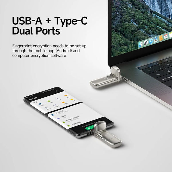 Dual Port USB Drive - MOVESPEED Secure with Fingerprint Access