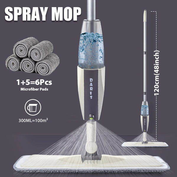 Spray Floor Mop - Effortless Clean with 360° Head & Microfiber!