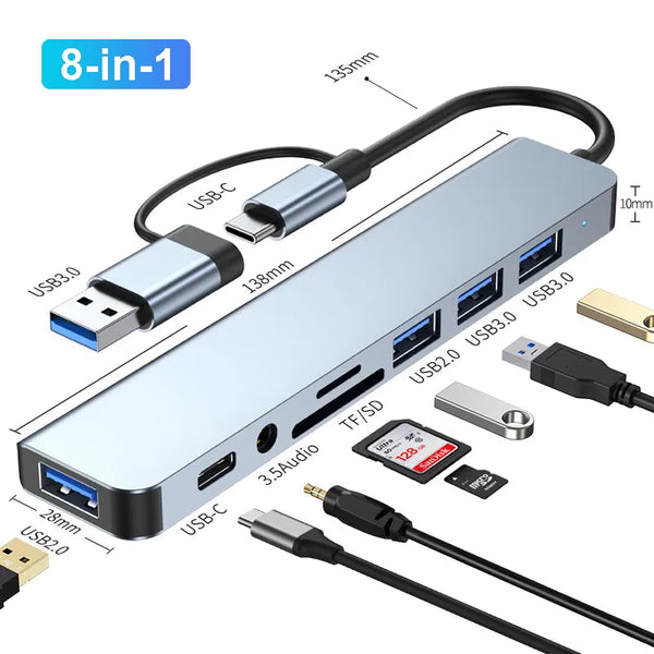 8-in-2 USB-C Hub - Expand Your Port Possibilities!